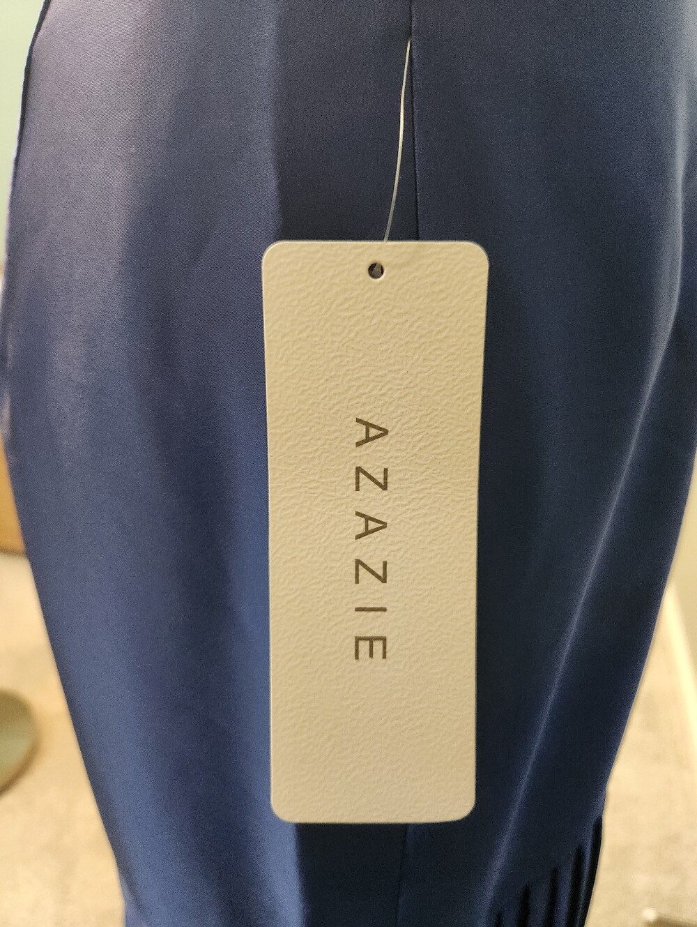 Elegant Blue Halter Pleated Evening Dress - AZAZIE Nayeli - Picture 5 of 15